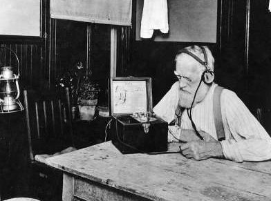 Old man with radio